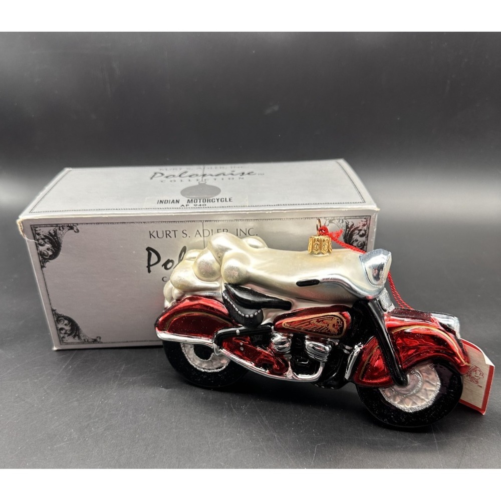 KURT ADLER POLONAISE INDIAN MOTOCYCLE ORNAMENT AP940 6.5"